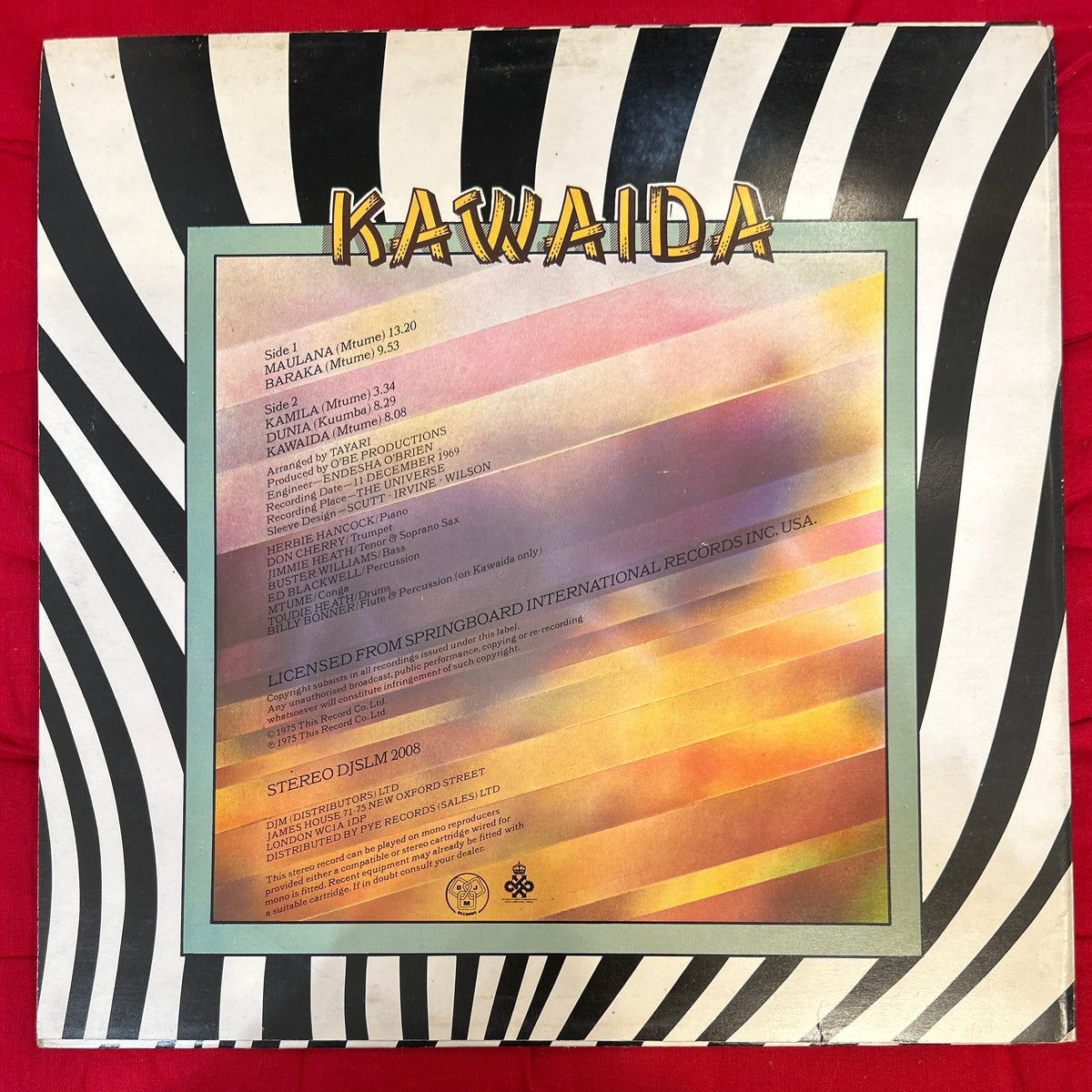 LP Herbie Hancock, Don Cherry ‎– Kawaida 2ª Mano