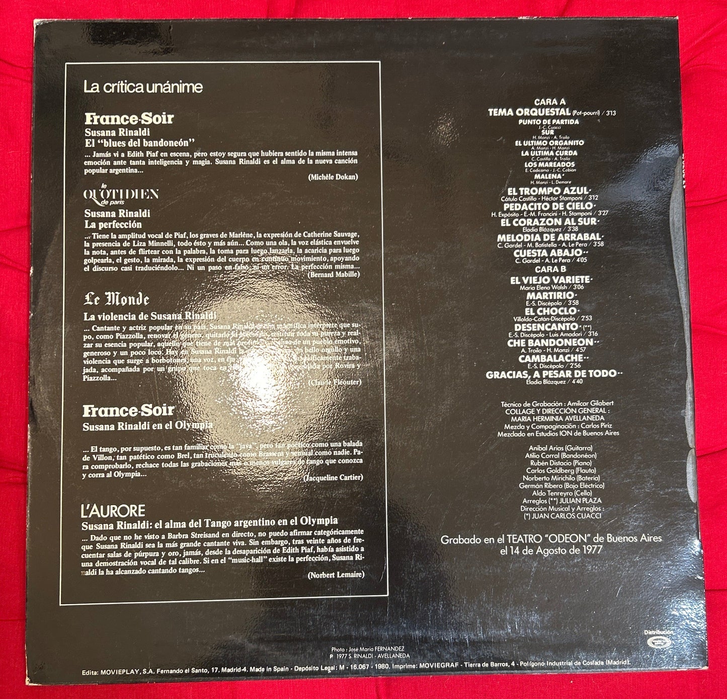 LP Susana Rinaldi ‎– Tango Vivo  2ª Mano (Producto exclusivo recogida en tienda)