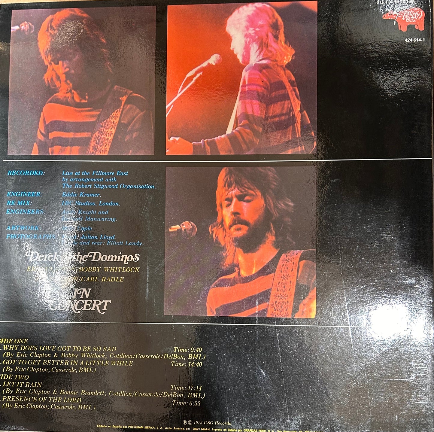 LP Derek & The Dominos ‎– In Concert 2ª Mano