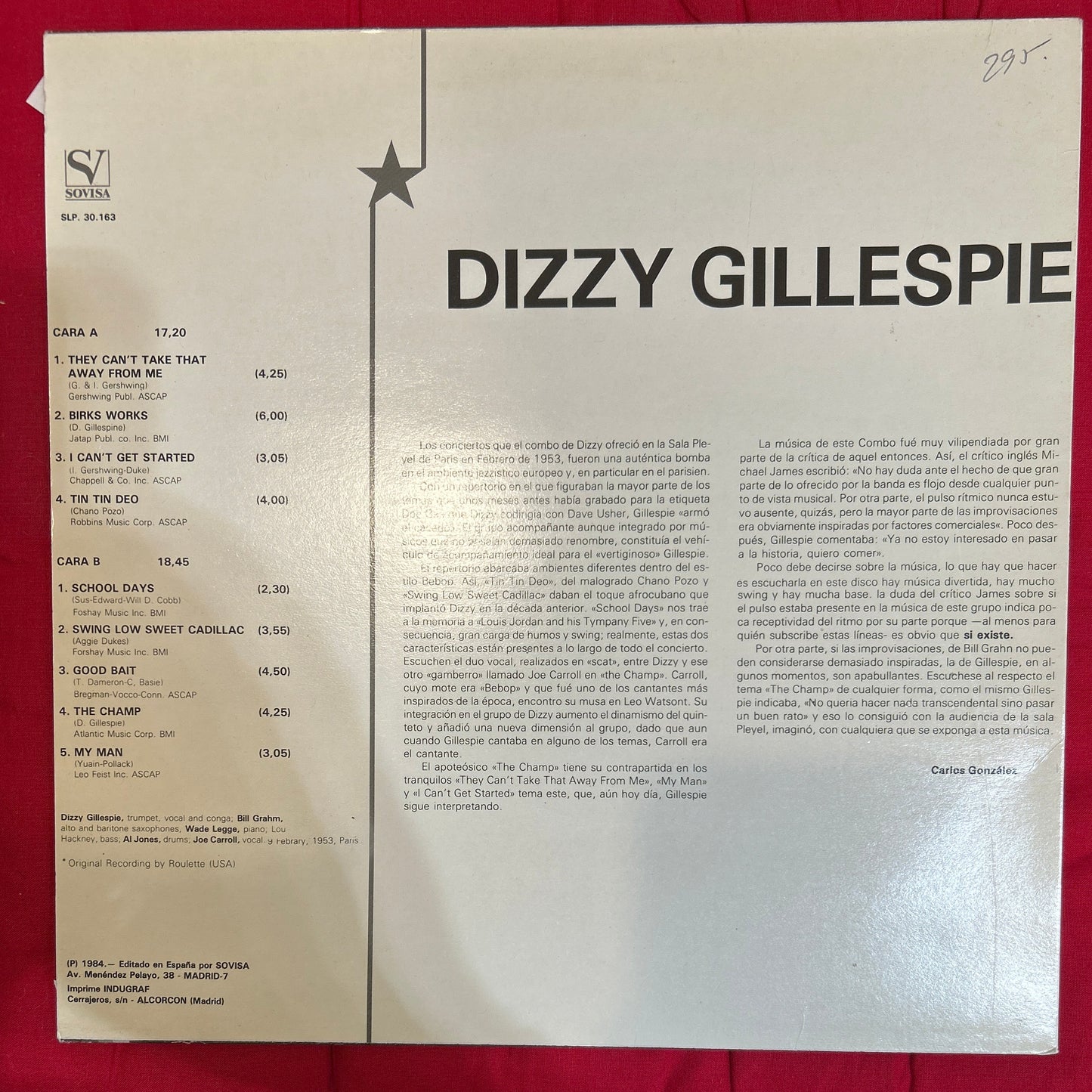 LP Dizzy Gillespie ‎– Dizzy Gillespie 2ª Mano (Producto exclusivo recogida en tienda)