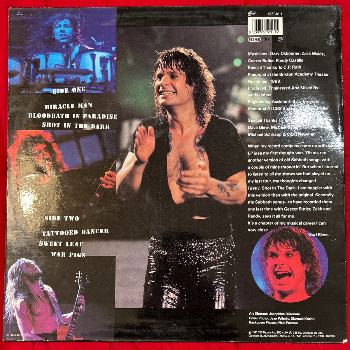 LP Ozzy Osbourne ‎– Just Say Ozzy 2ª Mano