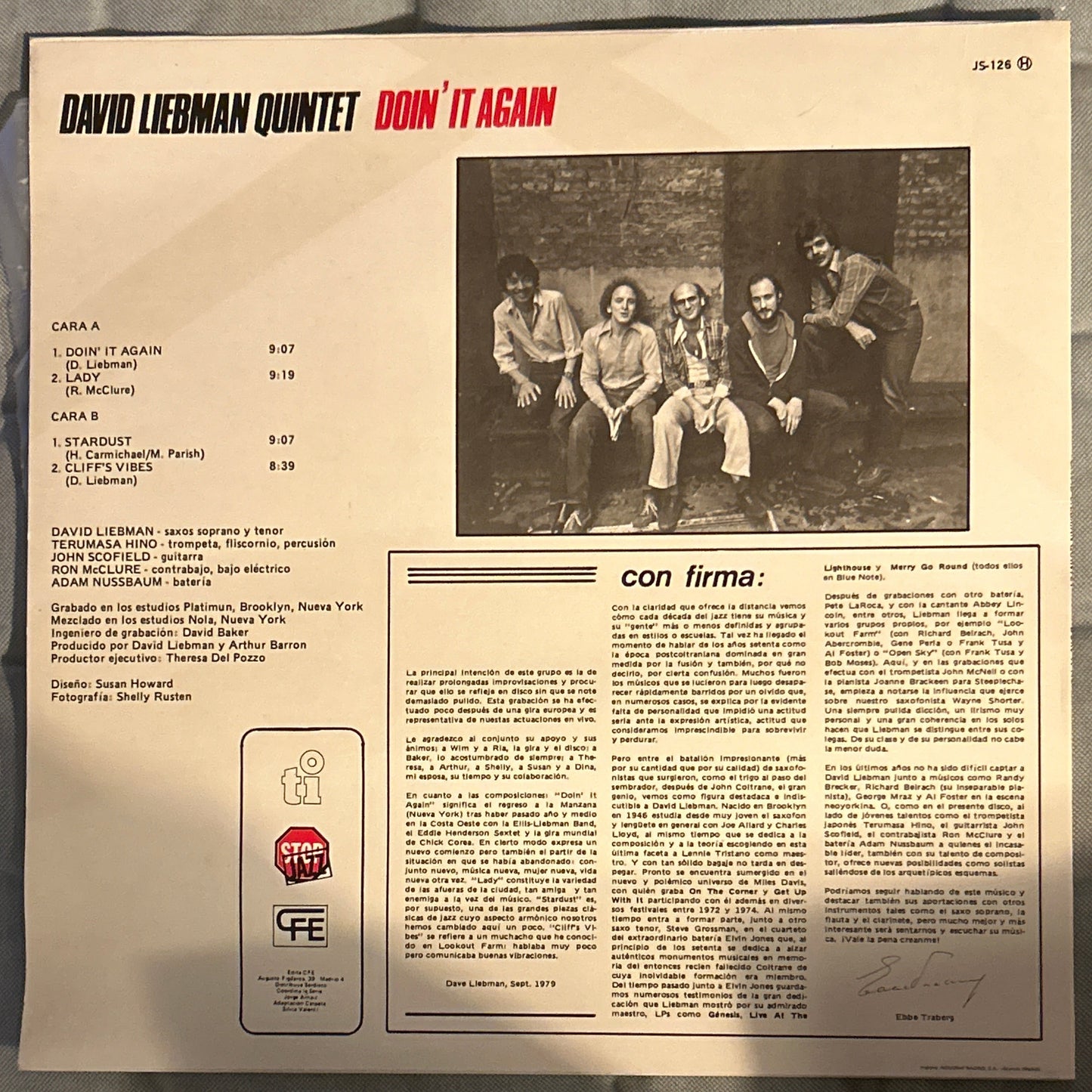 LP David Liebman Quintet* ‎– Doin' It Again 2ª Mano