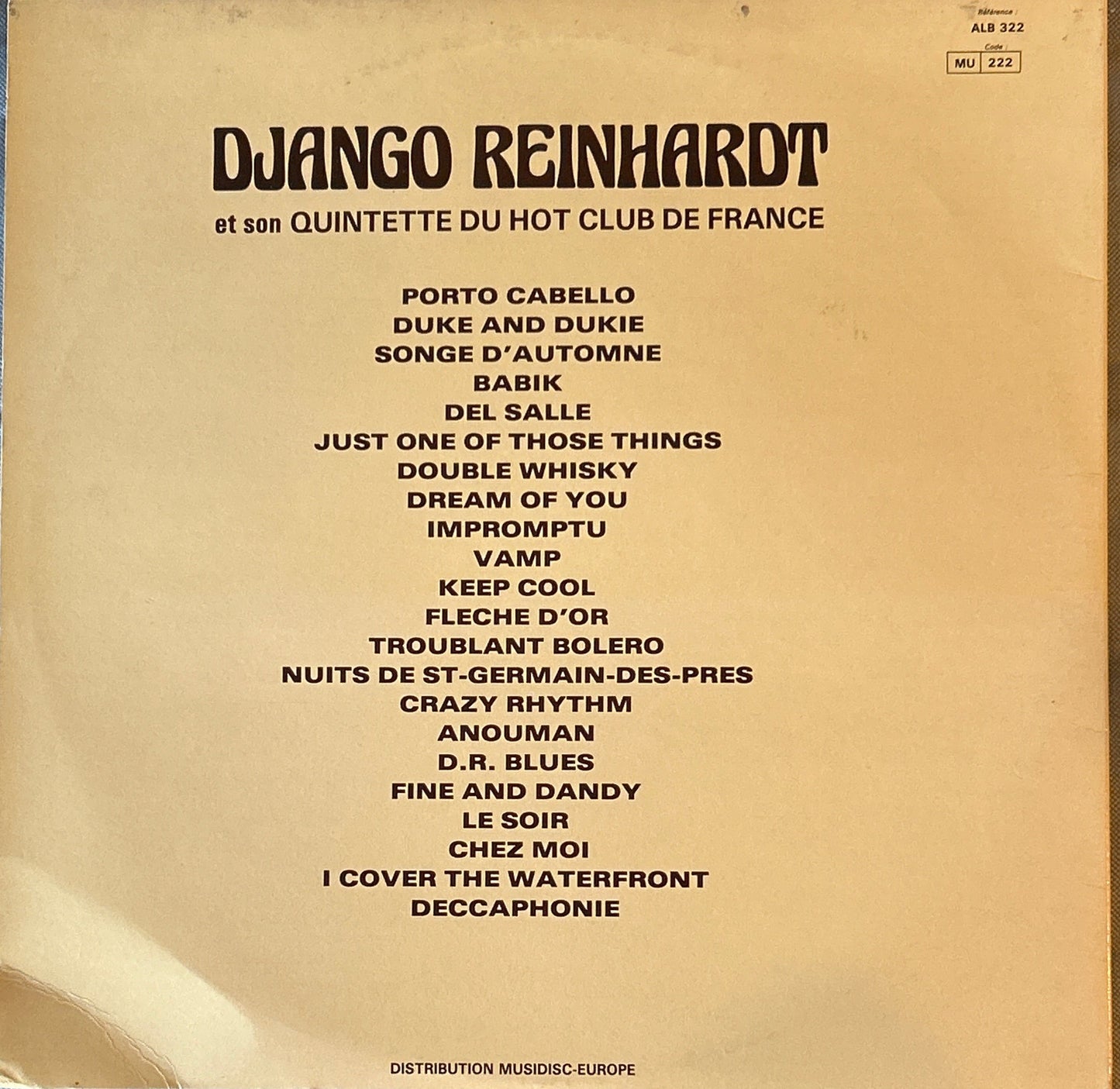 LP Django Reinhardt Et Son Quintette Du Hot Club De France ‎– Bruxelles 1947 Paris 1951-1952-1953 2ª Mano