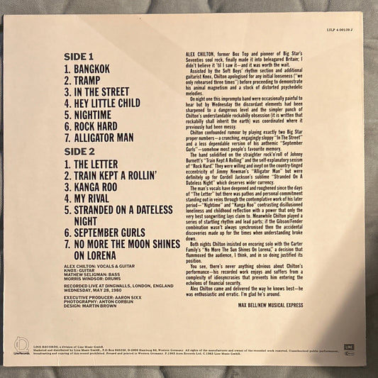LP Alex Chilton ‎– Live In London 2ª Mano