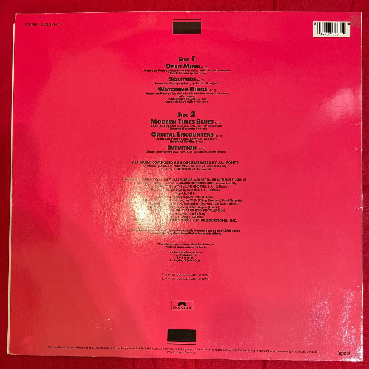 LP Jean-Luc Ponty ‎– Open Mind 2ª Mano