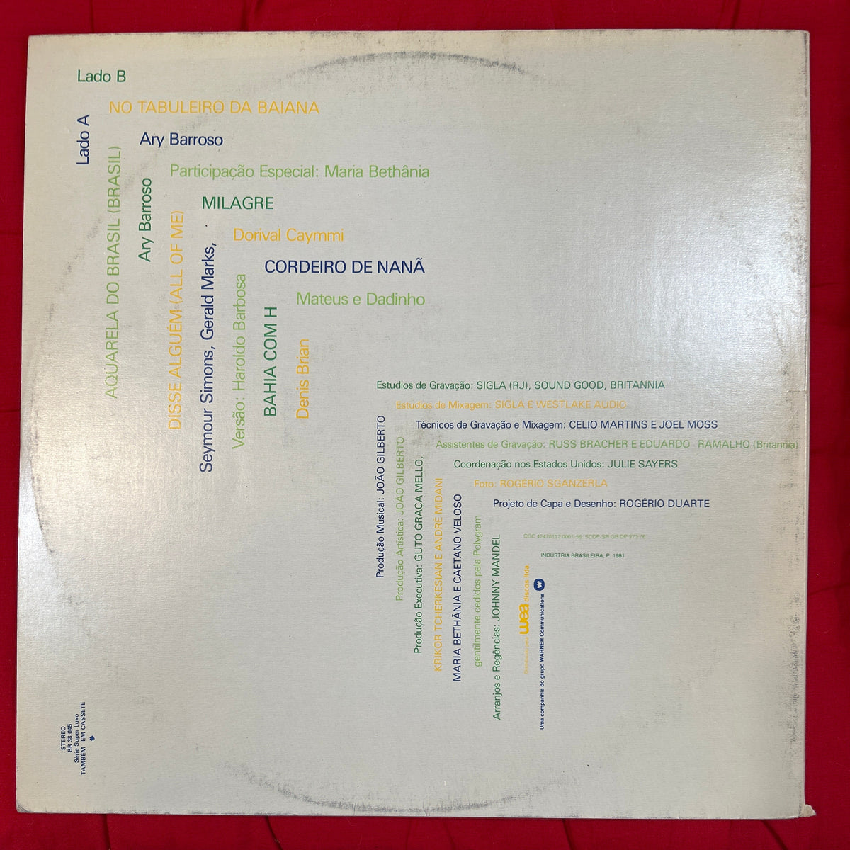 LP João Gilberto, Caetano Veloso, Gilberto Gil, Maria Bethânia ‎– Brasil 2ª Mano