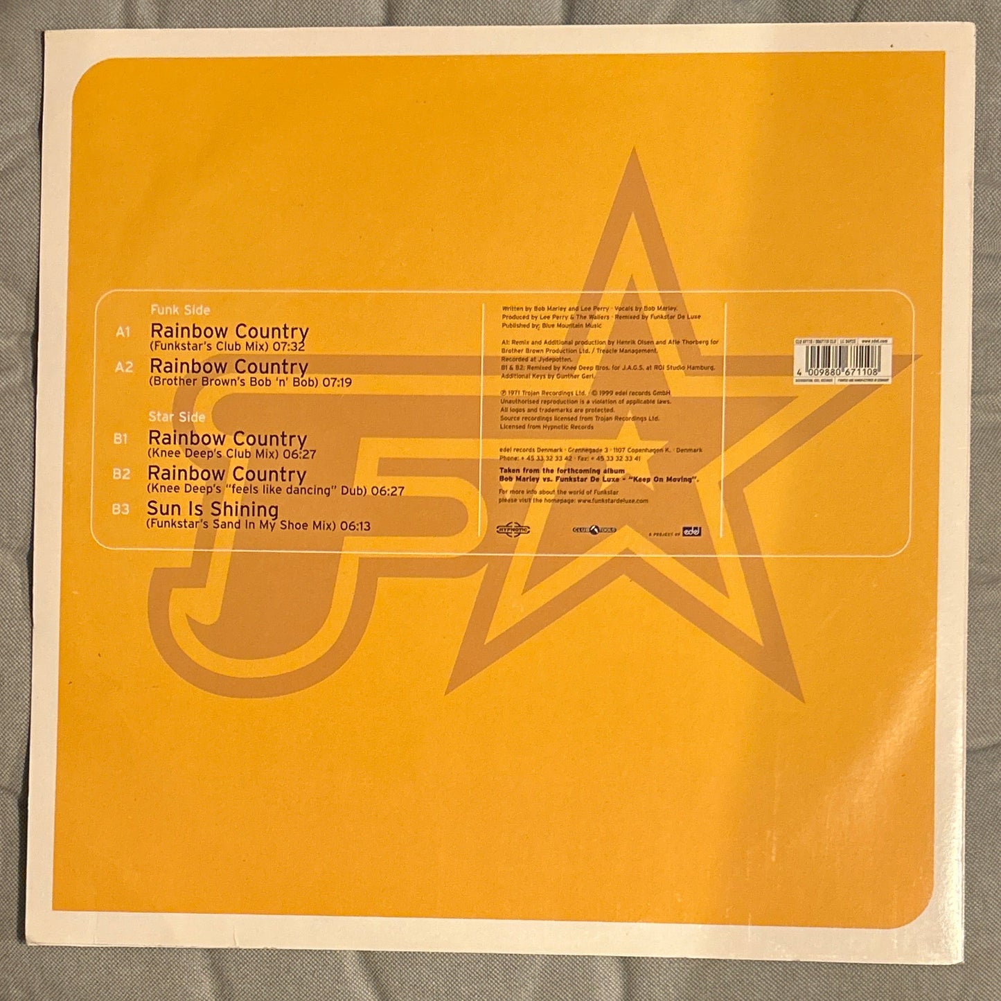 MAXISINGLE Bob Marley Vs. Funkstar De Luxe ‎– Rainbow Country (Remix) 2ª mano