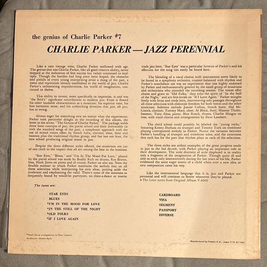 LP Charlie Parker ‎– Jazz Perennial Ed. Japonesa 2ª Mano