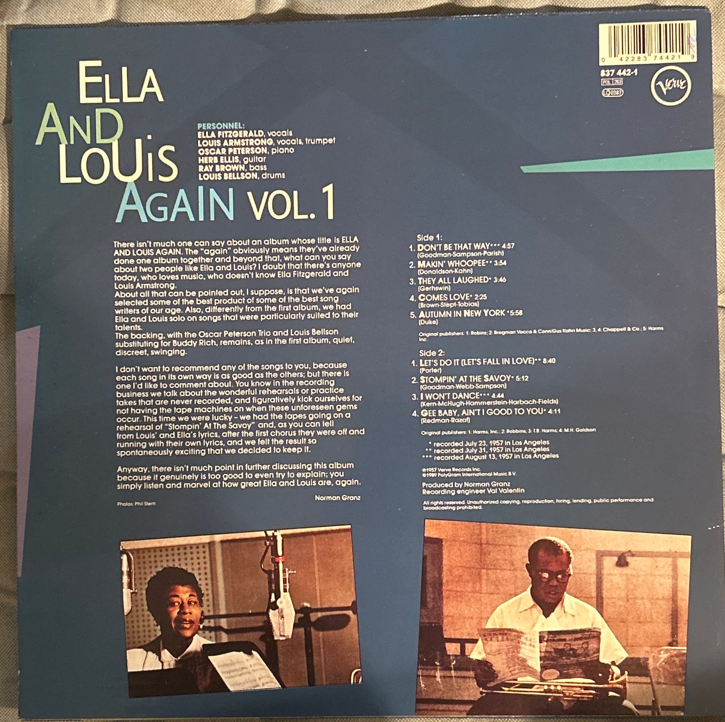 LP Ella Fitzgerald And Louis Armstrong ‎– Ella And Louis Again - Vol. 1 2ª Mano