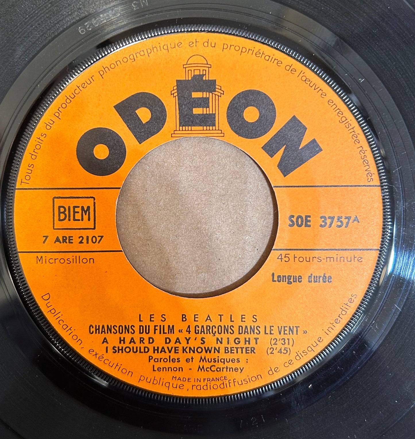 SINGLE Les Beatles* ‎– Chansons Du Film "4 Garçons Dans Le Vent" 2ª Mano