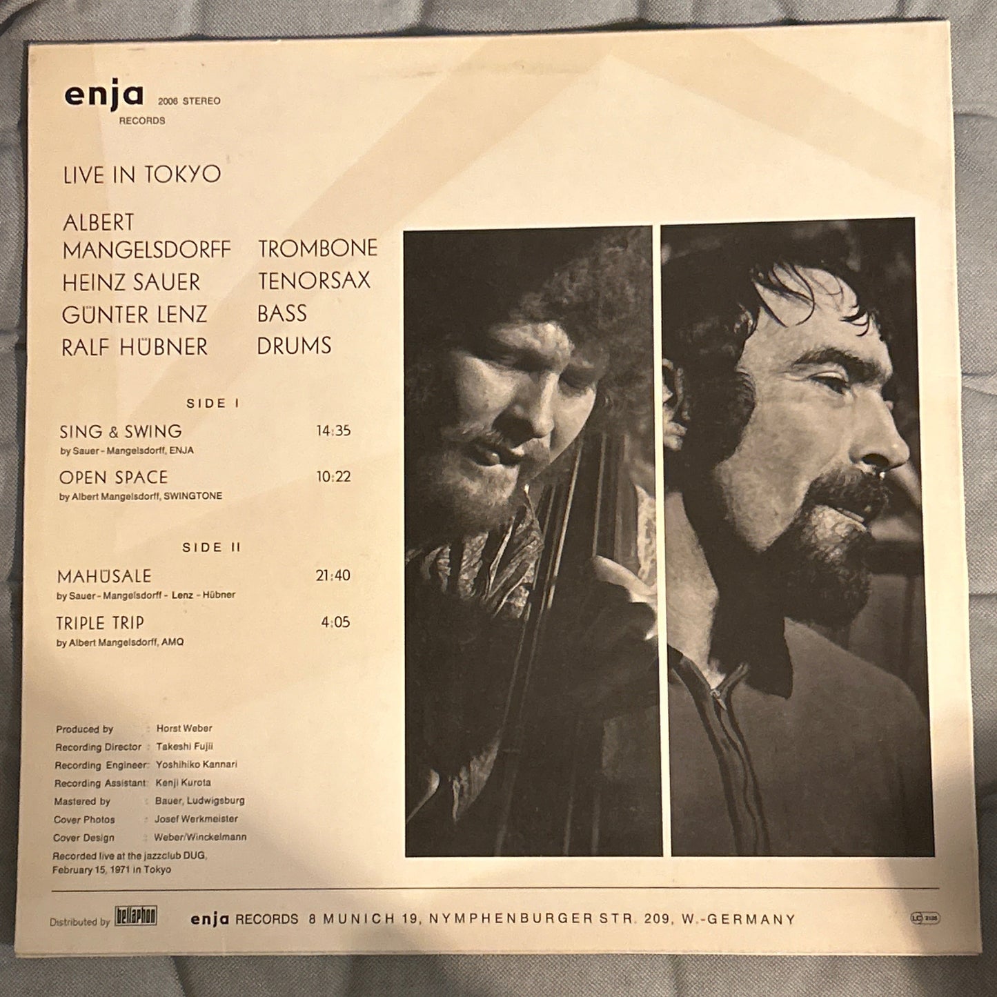 LP Albert Mangelsdorff Quartet ‎– Live In Tokyo 2ª Mano