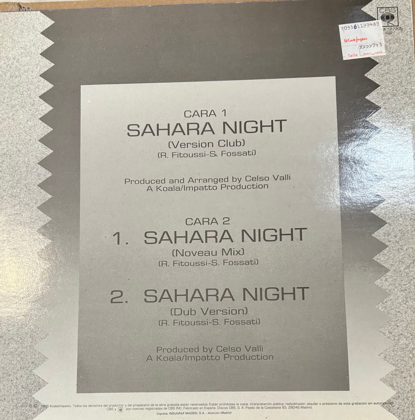 MAXISINGLE F.R. David ‎– Sahara Night Gebraucht (Nur zur Abholung im Laden erhältlich)