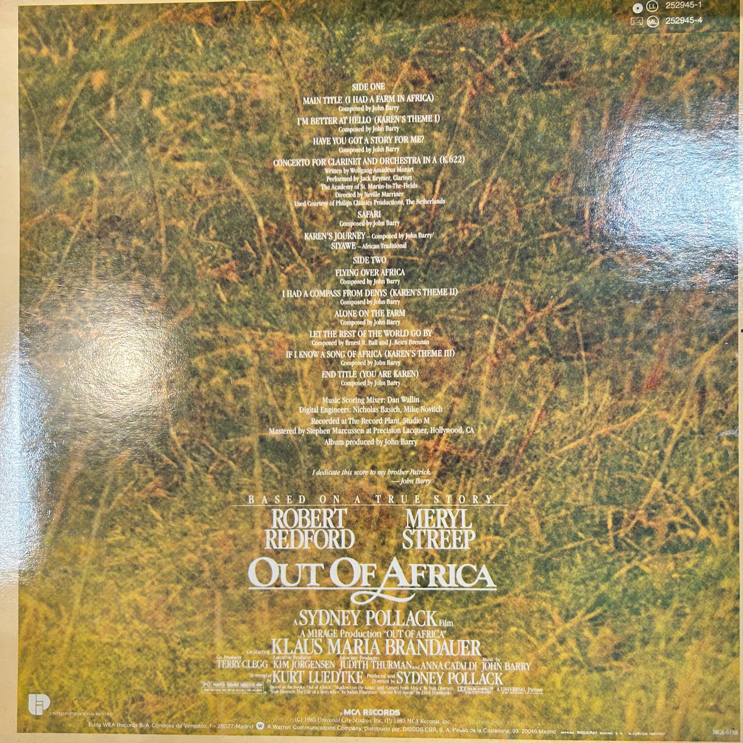LP O.S.T. - John Barry ‎– Music From The Motion Picture Soundtrack Out Of Africa = Jenseits von Afrika Gebraucht (Exklusiv zur Abholung im Laden)