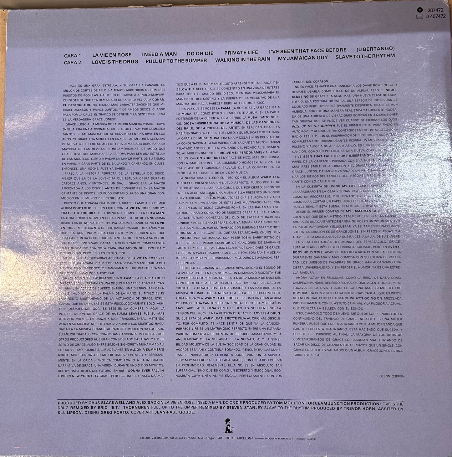 LP Grace Jones ‎– Island Life Gebraucht