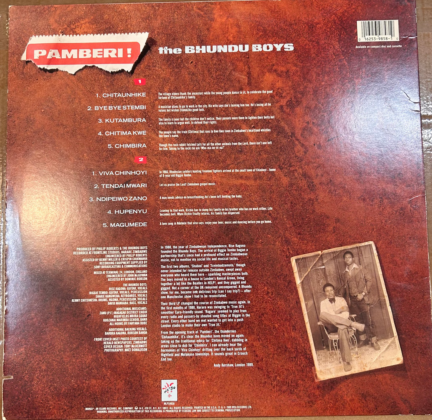 LP The Bhundu Boys ‎– Pamberi! 2. Hand
