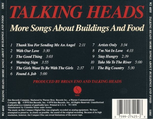 CD Talking Heads – More Songs About Buildings And Food Ed. USA 2ª Mano