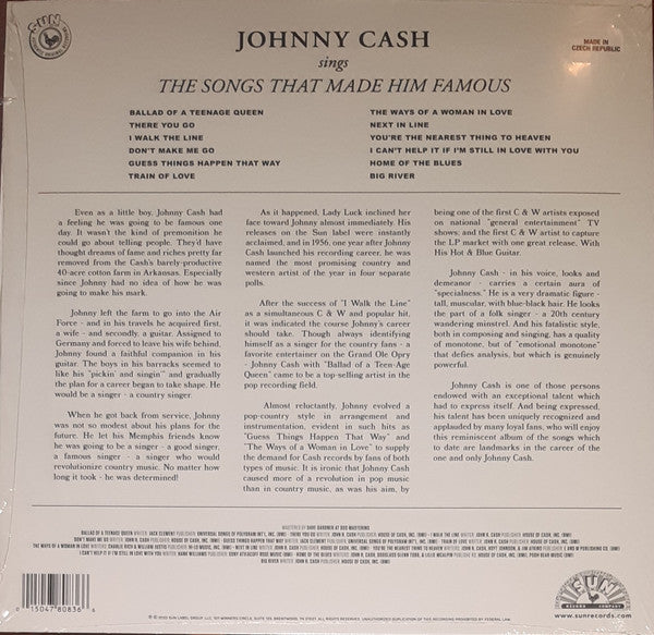 LP Johnny Cash – Johnny Cash Sings The Songs That Made Him Famous Nuevo precintado