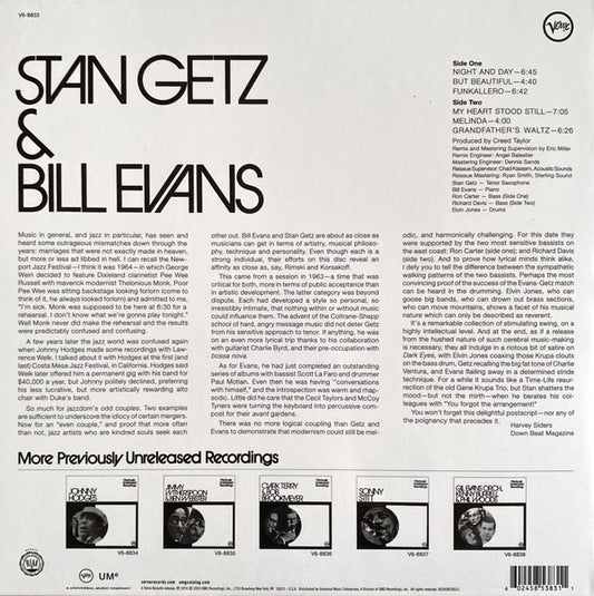 LP Stan Getz & Bill Evans ‎– Previously Unreleased Recordings Nuevo precintado