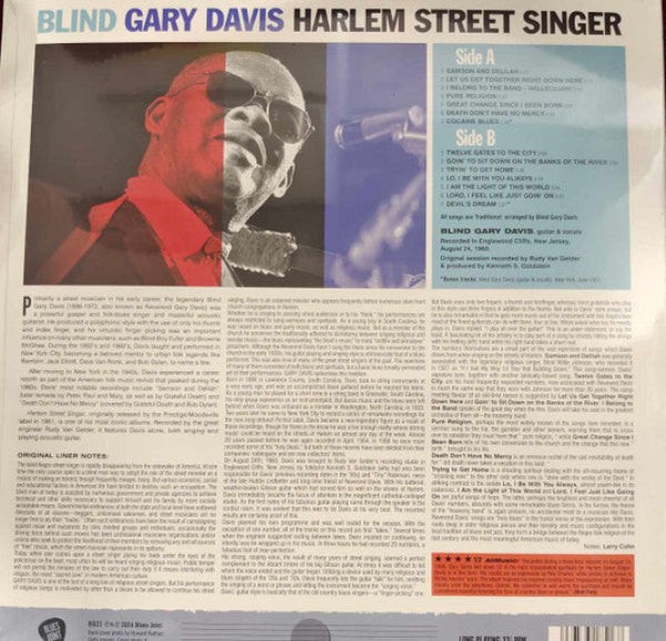 LP Blind Gary Davis ‎– Harlem Street Singer Nuevo precintado