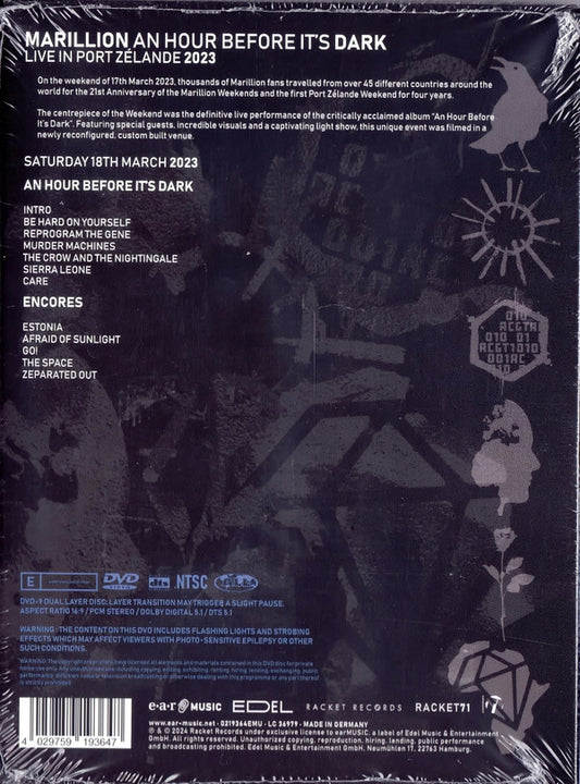 DVD Marillion ‎– An Hour Before It's Dark Live In Port Zelande 2023 Nuevo precintado
