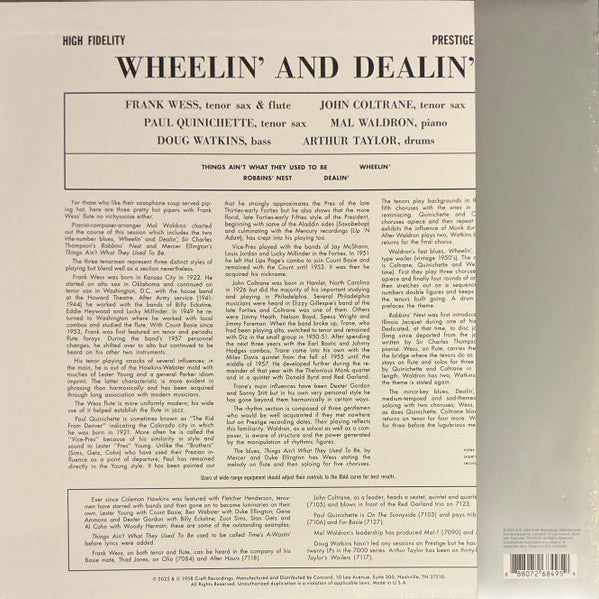 LP Frank Wess, John Coltrane, Paul Quinichette, Mal Waldron, Doug Watkins, Arthur Taylor ‎– Wheelin' & Dealin'  Nuevo precintado