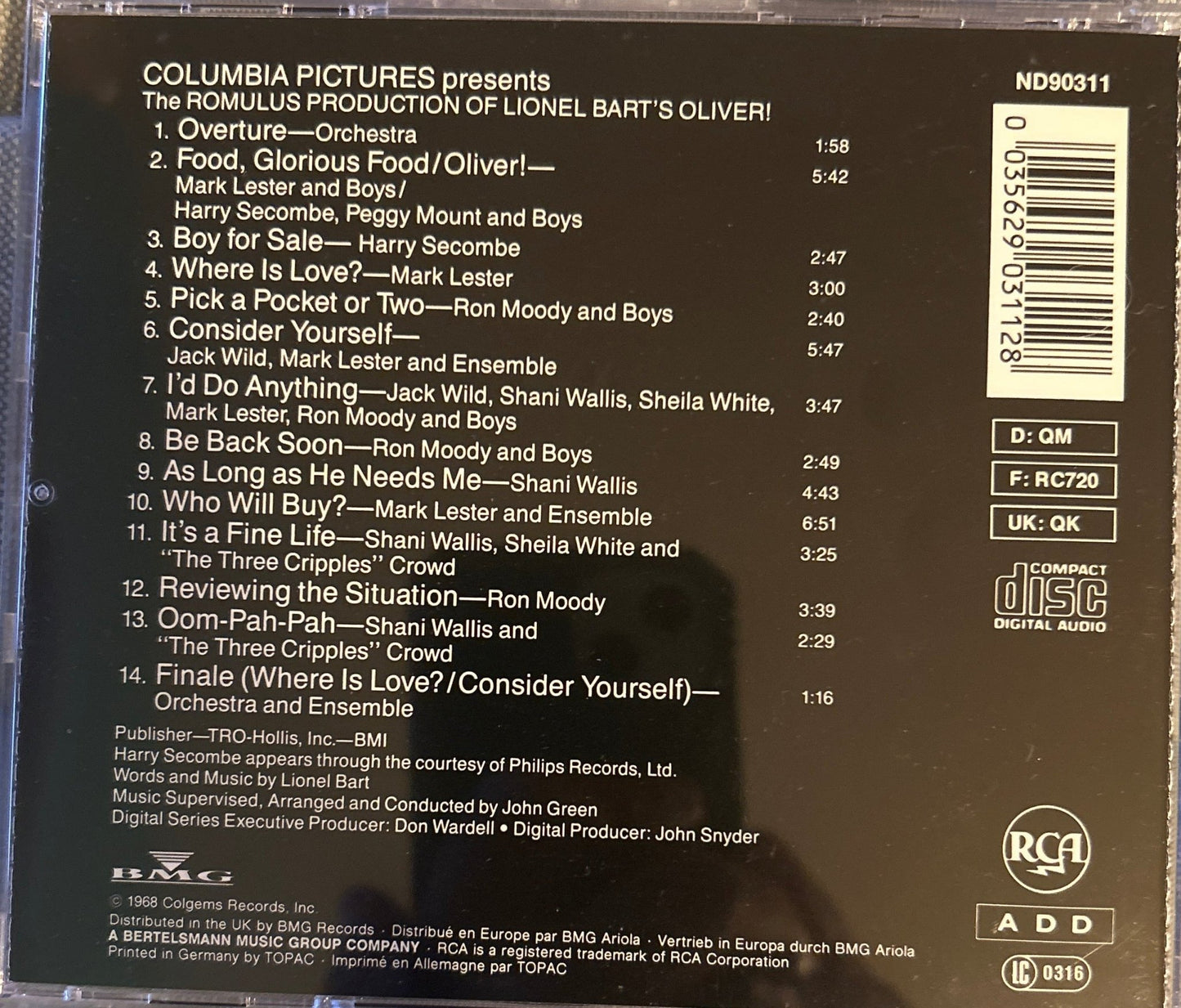 CD Banda Sonora - Lionel Bart ‎– Oliver! 2ª Mano - DISCOS NAKASHA