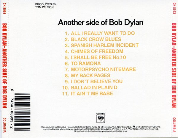 CD Bob Dylan – Another Side Of Bob Dylan Ed. Americana 2ª Mano - DISCOS NAKASHA
