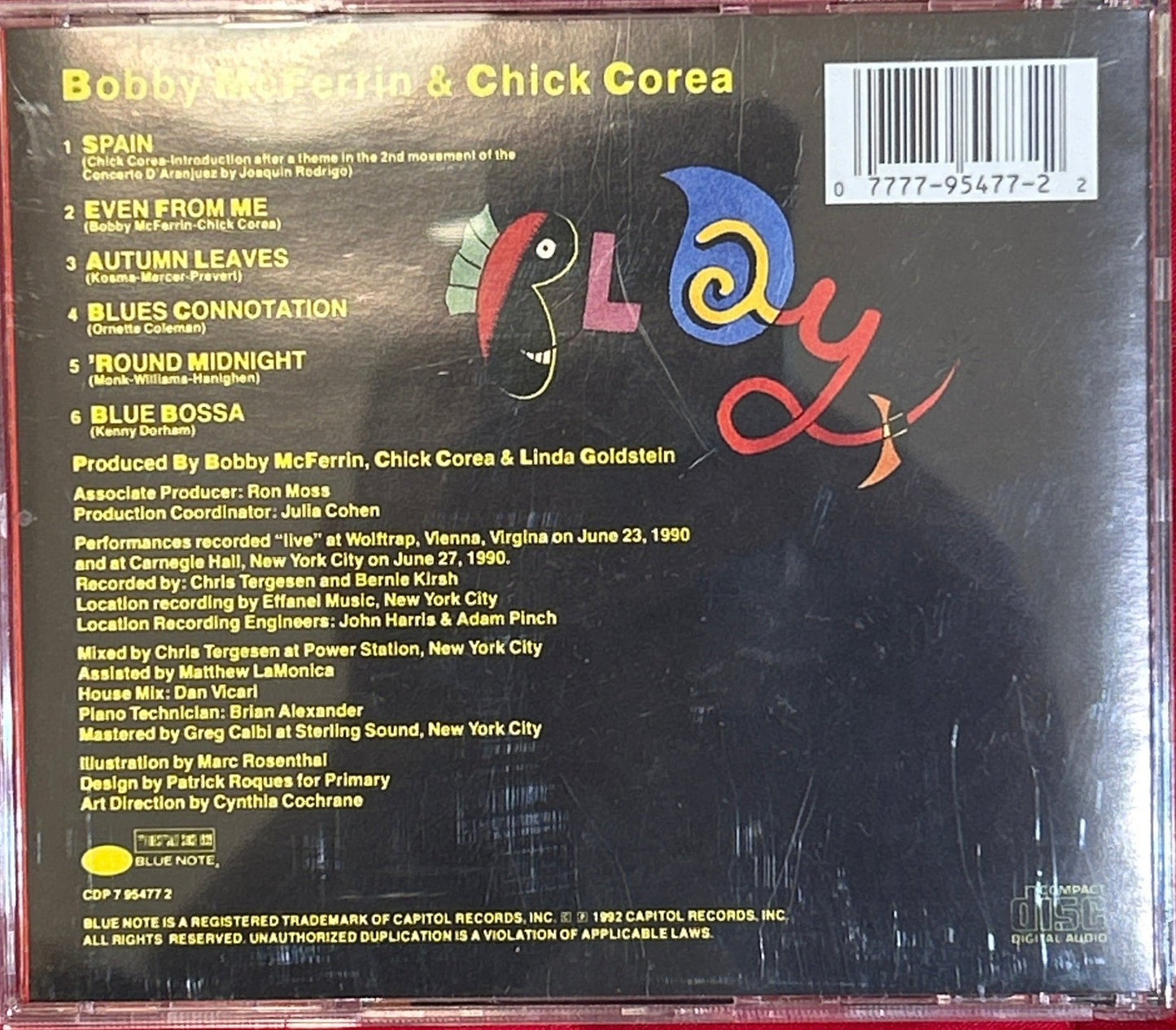 CD Bobby McFerrin & Chick Corea ‎– Play 2ª Mano (Producto exclusivo recogida en tienda) - DISCOS NAKASHA