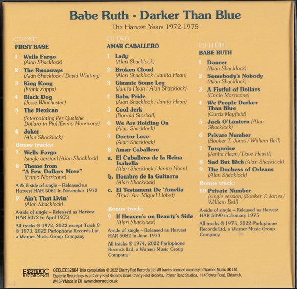 CD Box set Babe Ruth ‎– Darker Than Blue (The Harvest Years 1972 - 1975) Nuevo precintado - DISCOS NAKASHA