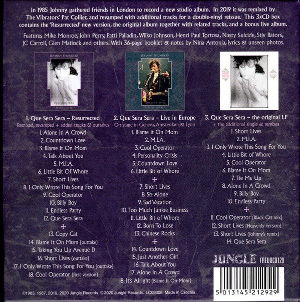 CD Box Set Johnny Thunders ‎– Que Sera, Sera (Resurrected) Nuevo precintado - DISCOS NAKASHA