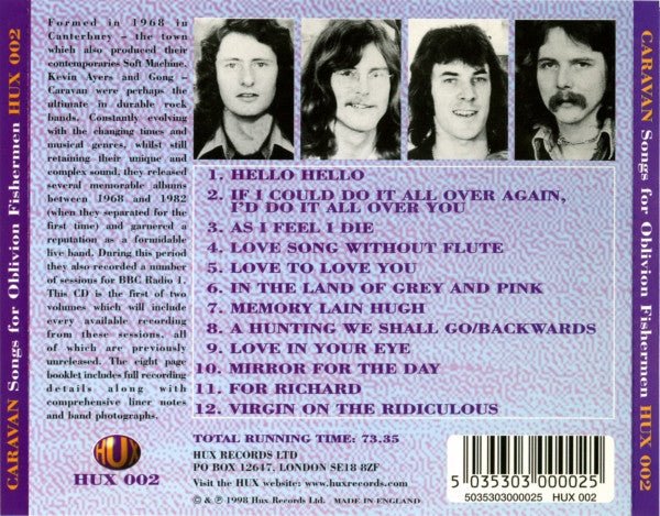 CD Caravan ‎– Songs For Oblivion Fishermen 2ª Mano - DISCOS NAKASHA
