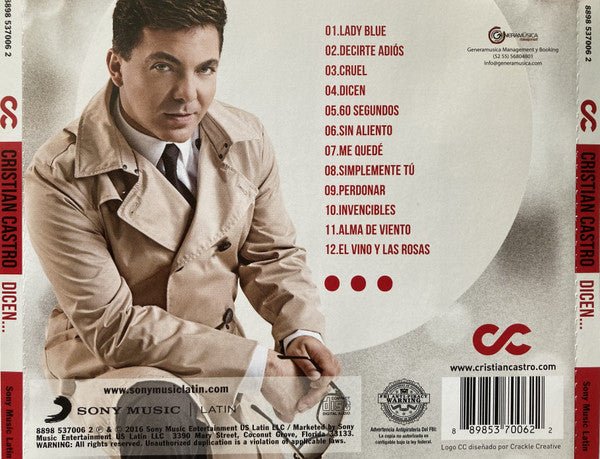 CD Cristian Castro ‎– Dicen... Nuevo precintado - DISCOS NAKASHA