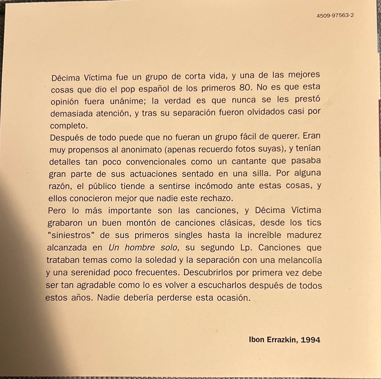 CD Decima Victima ‎– Resumen 2ª Mano - DISCOS NAKASHA