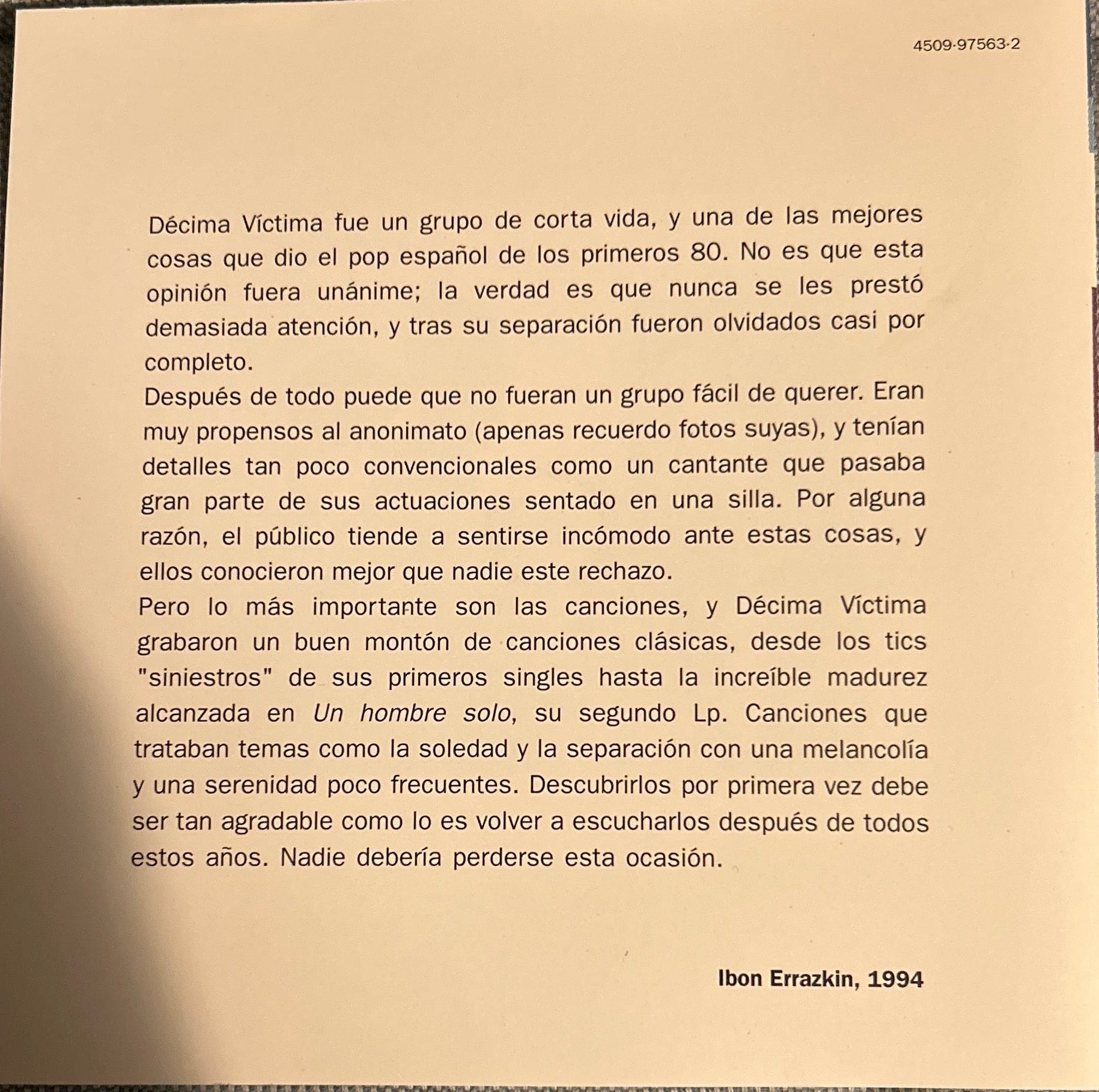 CD Decima Victima ‎– Resumen 2ª Mano - DISCOS NAKASHA