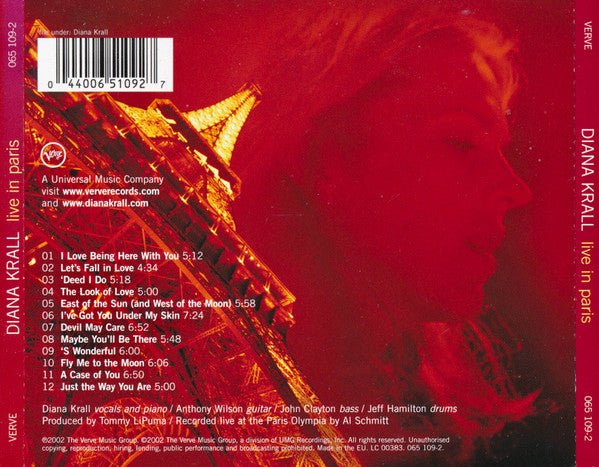 CD Diana Krall ‎– Live In Paris 2ª Mano - DISCOS NAKASHA