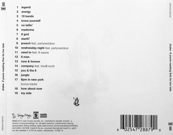 CD Drake – If Youre Reading This Its Too Late Nuevo precintado - DISCOS NAKASHA
