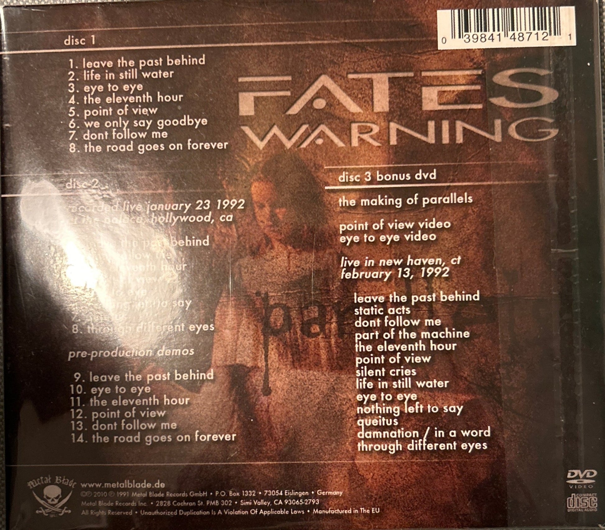 CD Fates Warning ‎– Parallels 2ª Mano - DISCOS NAKASHA