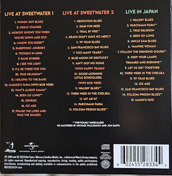 CD Hot Tuna – Live At Sweetwater 1 Live At Sweetwater 2 live In Japan Nuevo precintado - DISCOS NAKASHA