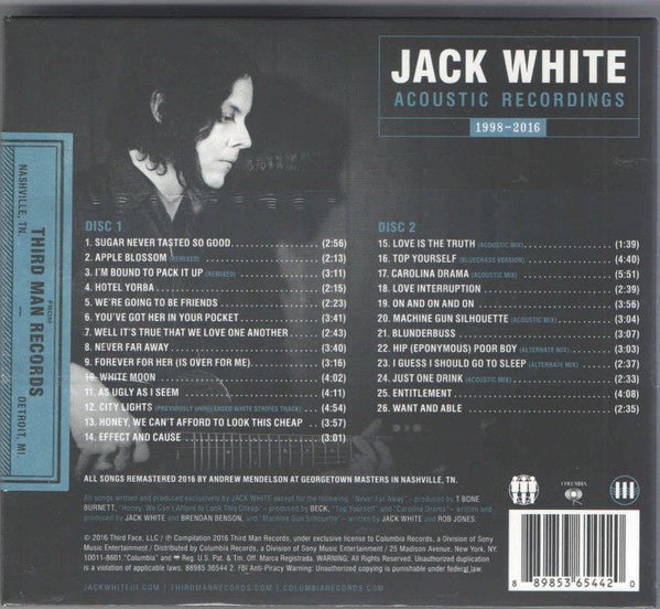 CD Jack White – Acoustic Recordings 1998 - 2016 Nuevo precintado - DISCOS NAKASHA