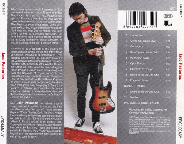 CD Jaco Pastorius ‎– Jaco Pastorius Nuevo precintado - DISCOS NAKASHA