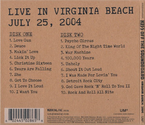 CD Kiss ‎– Off The Soundboard Live In Virginia Beach July 25, 2004 Nuevo precintado - DISCOS NAKASHA
