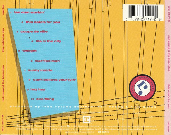 CD Neil Young & The Bluenotes ‎– This Note's For You Ed. USA 2ª Mano - DISCOS NAKASHA