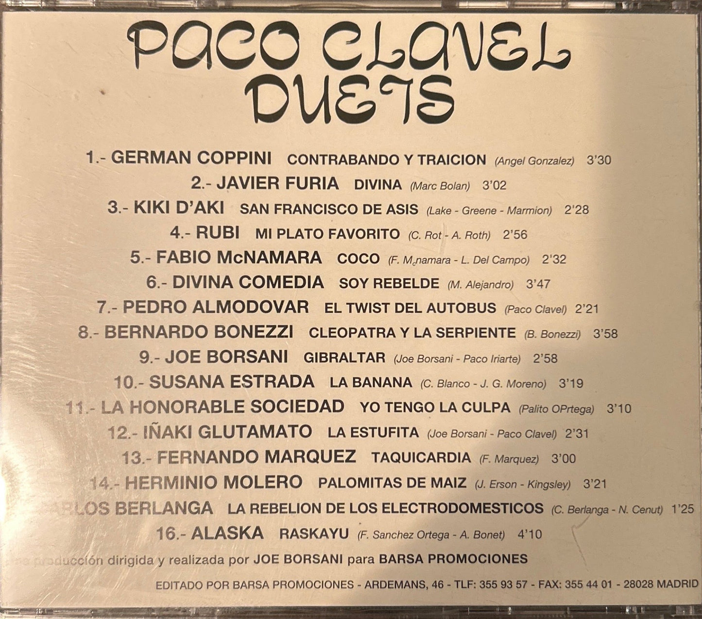 CD Paco Clavel ‎– Duets 2ª Mano - DISCOS NAKASHA