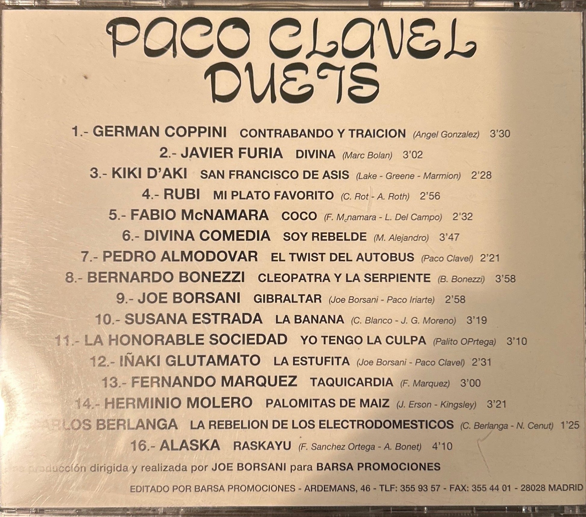 CD Paco Clavel ‎– Duets 2ª Mano - DISCOS NAKASHA