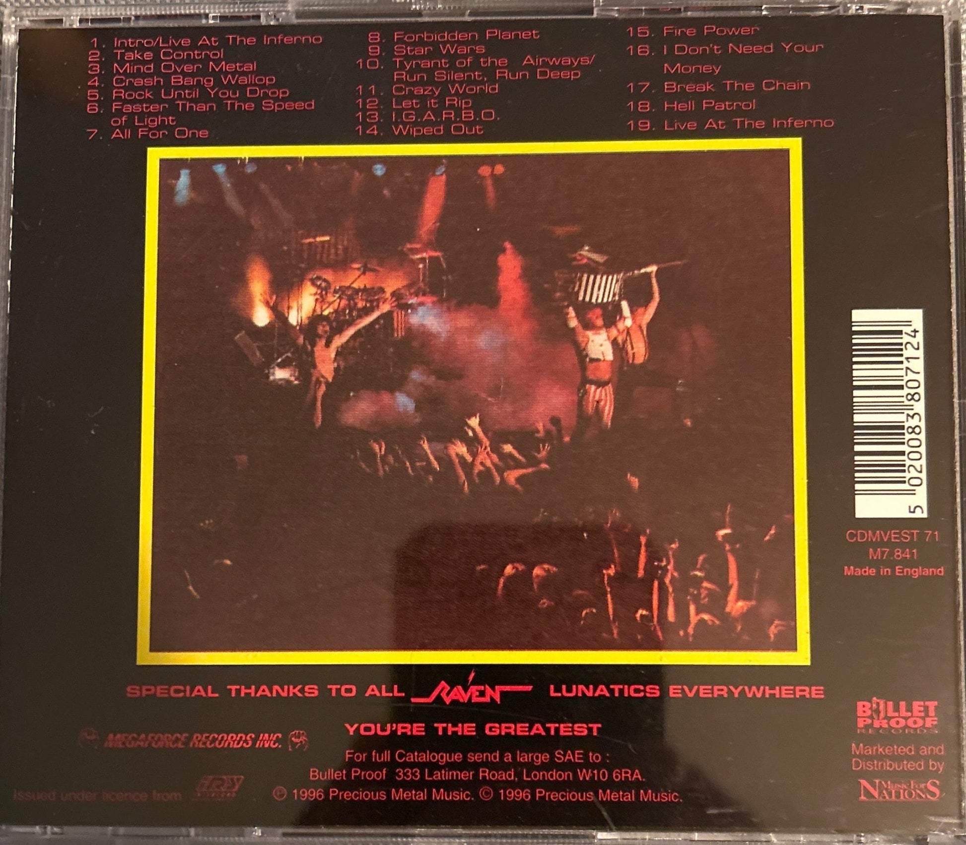 CD Raven – Live At The Inferno 2ª Mano - DISCOS NAKASHA