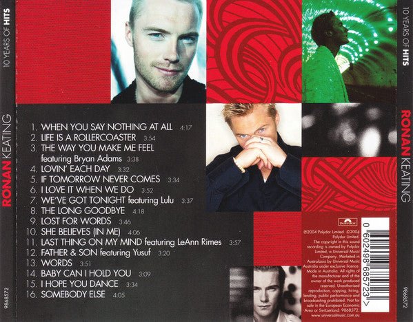 CD Ronan Keating ‎– 10 Years Of Hits Nuevo precintado - DISCOS NAKASHA