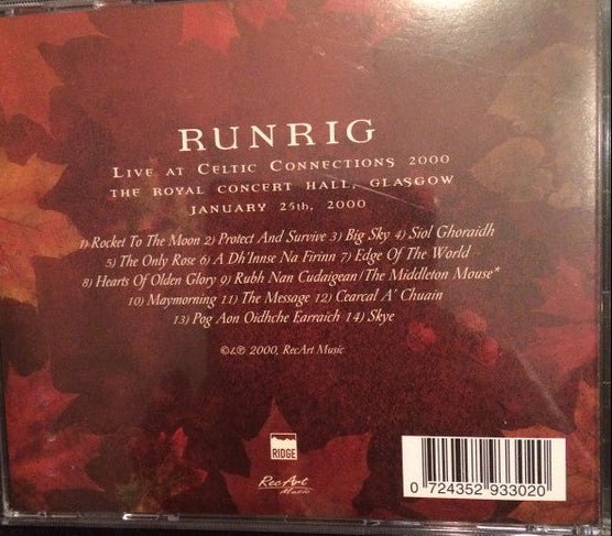 CD Runrig – Live At Celtic Connections 2000 Nuevo precintado - DISCOS NAKASHA