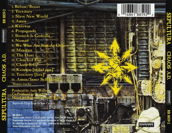 CD Sepultura ‎– Chaos A.D. Nuevo precintado - DISCOS NAKASHA