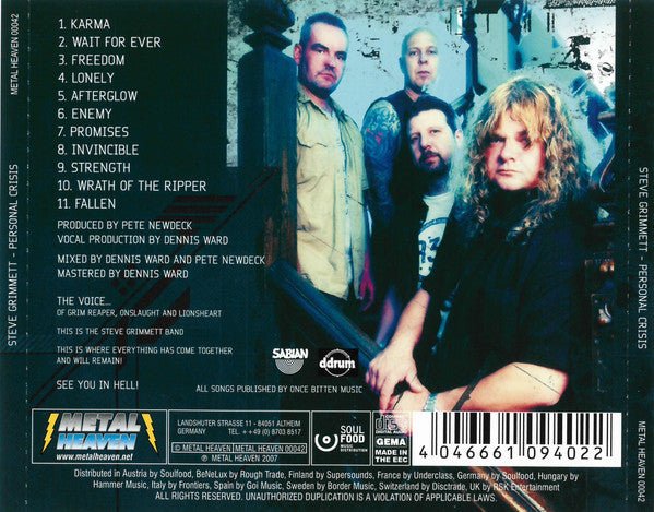 CD Steve Grimmett ‎– Personal Crisis 2ª Mano - DISCOS NAKASHA