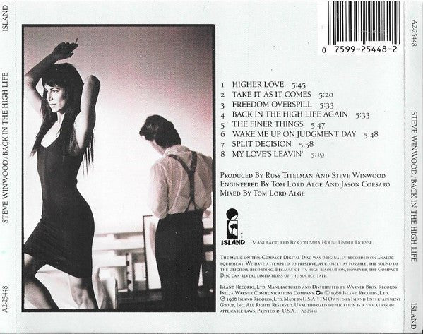 CD Steve Winwood – Back In The High Life Ed. USA 2ª Mano - DISCOS NAKASHA